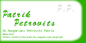 patrik petrovits business card